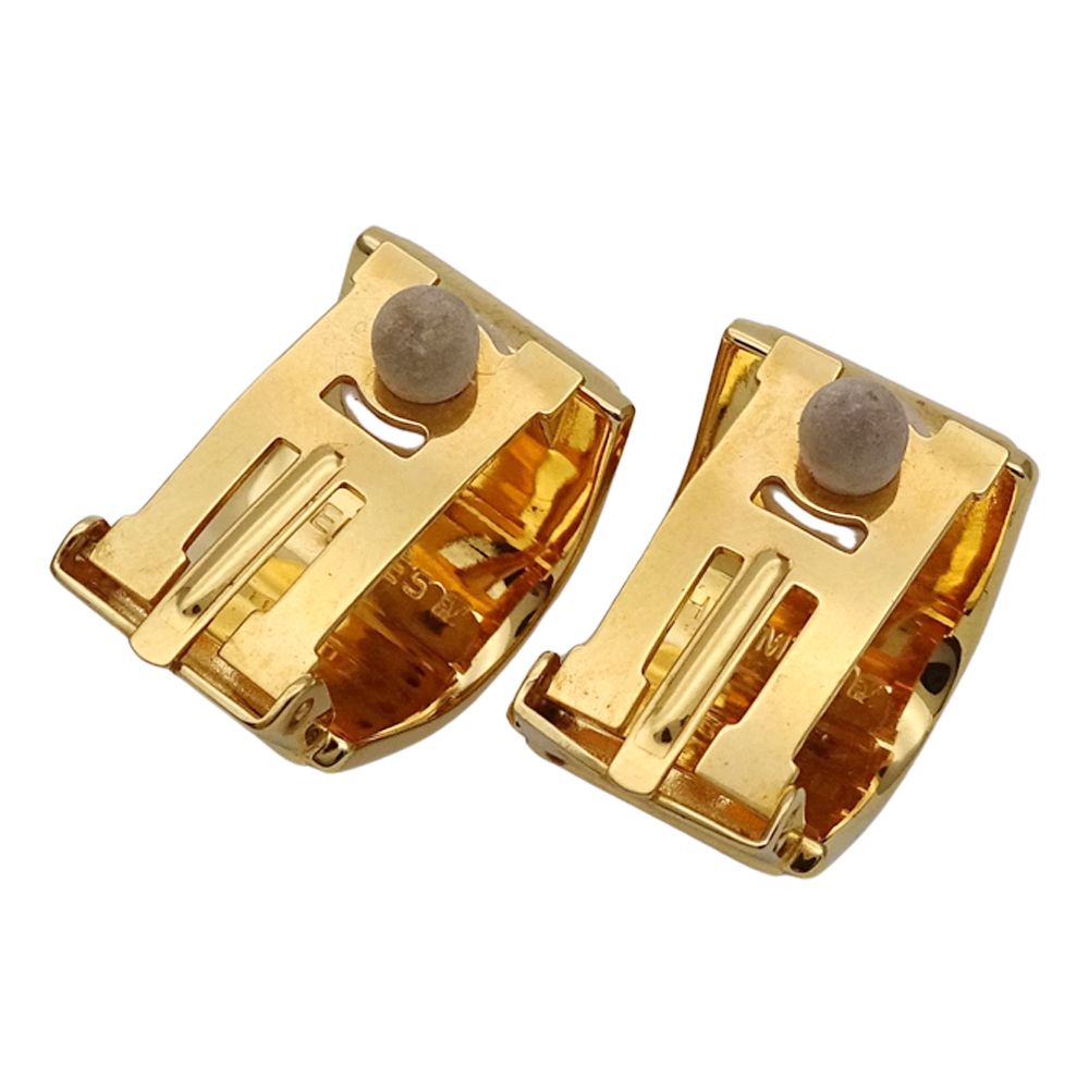 HERMES エルメス イヤリング ロゴ ブルー ゴールド アクセサリー P2586