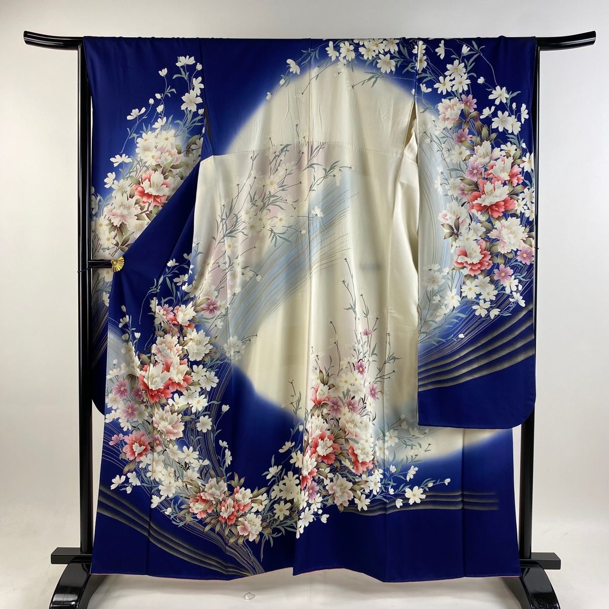 振袖 身丈163cm 裄丈65.5cm M 袷 草花 金銀彩 ぼかし 青 正絹 美品 秀品 【中古】 - メルカリ