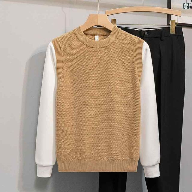 種類11：3XL/F：LR#Q7 ブラック 秋冬 コーデ メンズ  服 シンプル ファッション オシャレ 大人 かっこいい 大きいサイズ ストリート 紳士服  フェイク ツーピース セーター スリム ニット トップ OUTFITS７ この冬の本命アイテム「今っぽ」着こなしコーデ｜LOUNIE