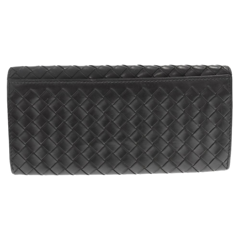 ボッテガヴェネタ 二つ折り財布 イントレチャート 編み込み レザー 黒