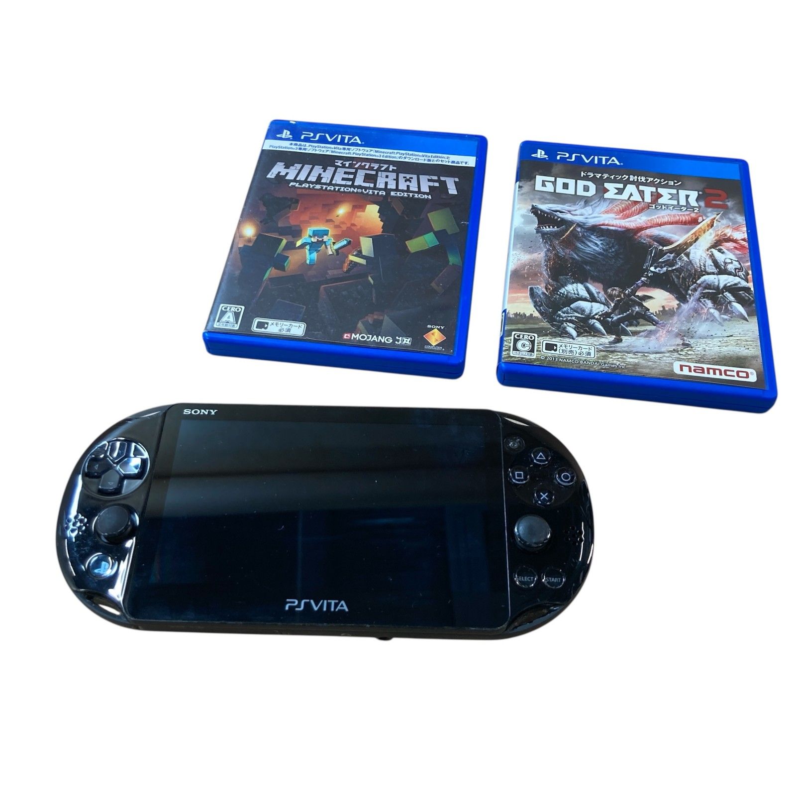 PSVita PCH-2000 ソフト2本セット マインクラフト GOD EATER2 SONY ソニー PlayStation プレステ マイクラ ゴッドイーター2 0.3kg