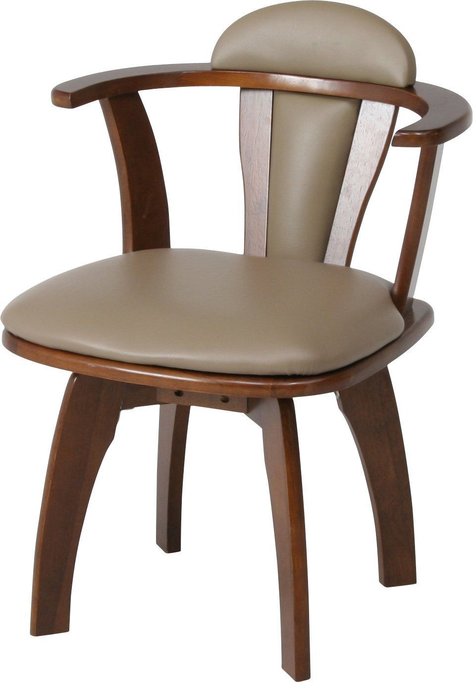 数量 天然木 合成皮革 360度回転 ブラウン 幅52.5×奥行50×高さ70cm 肘付 ダイニングチェア 81236 不二貿易