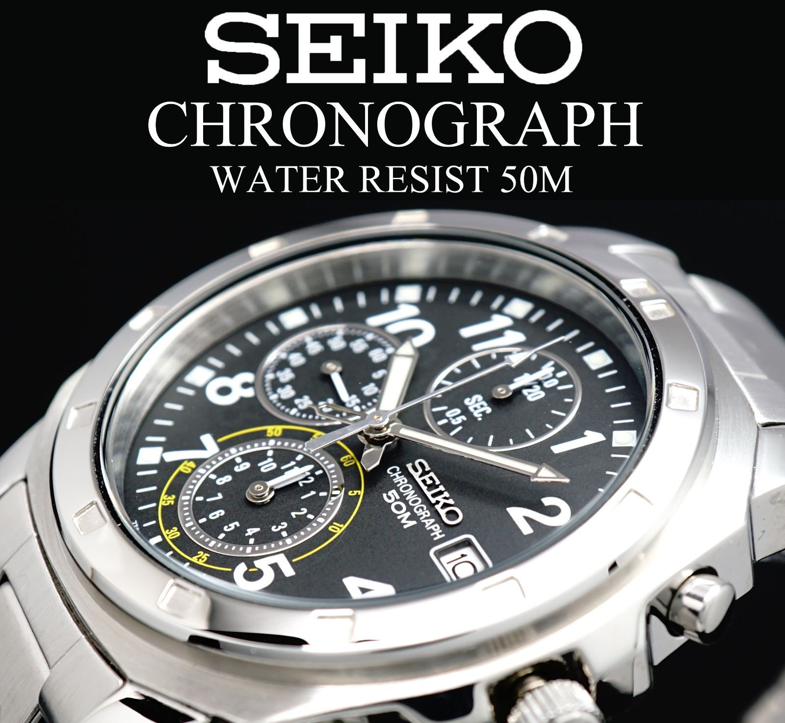 【美品/新品電池】 SEIKO セイコー クロノグラフ メンズ 腕時計 SEIKO セイコー 腕時計 逆輸入モデル クォーツ 電池式 新品未