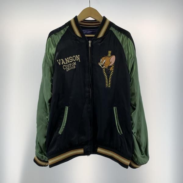 VANSON トムとジェリー リバーシブルスカジャン サイズXL △ポケット部分等に毛羽立ちあり バンソン グリーンブラック ブルー 19