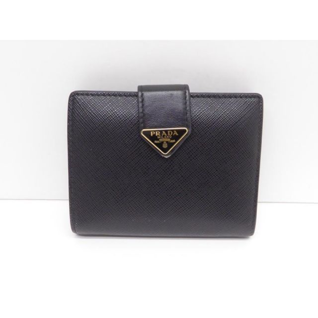 美品 プラダ サフィアーノ トライアングル 二つ折り財布 箱 黒 プラダ PRADA PRADA プラダ SAFFIANO TRIANGLE サフィアーノ