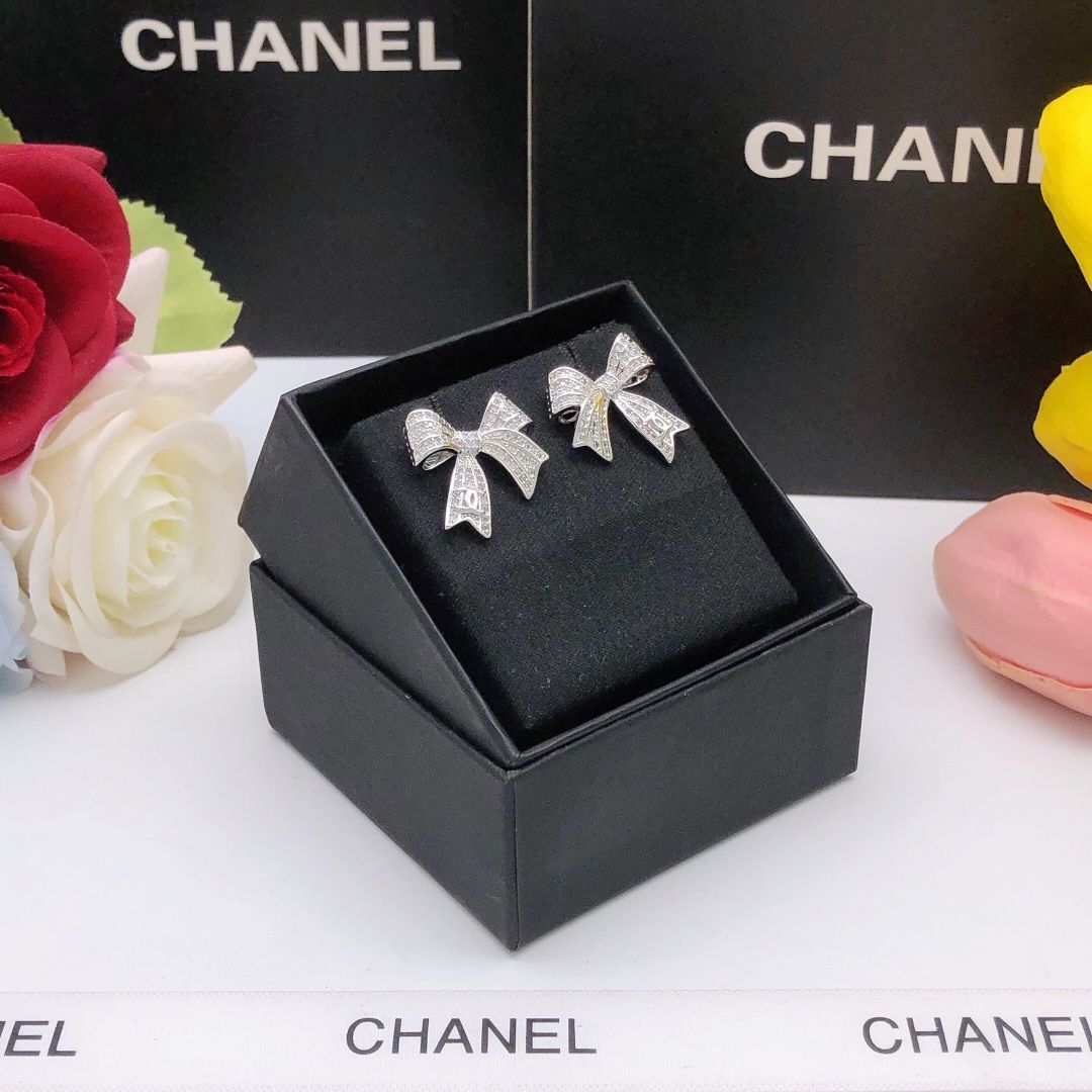 CHANELリボンイヤリング 2024新作ユニークでエレガント 結婚式 