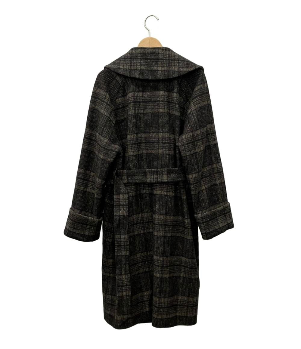 yoshie inaba チェック柄ロングコート 美品 ヨシエイナバ チェスターコート チェック柄 レディース SIZE 9 (M