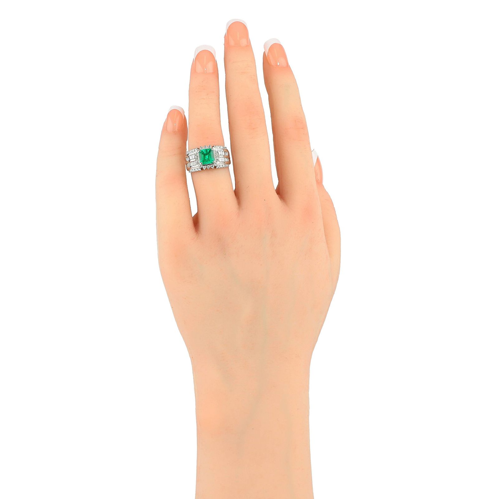 Pt900 エメラルド 0.34ct ダイヤモンド プラチナ ダイヤ リング 