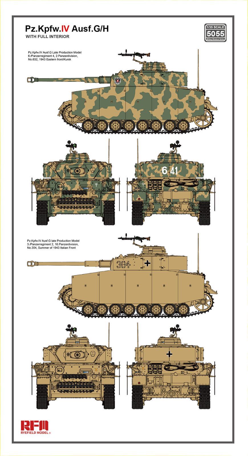 【新品】ライフィールドモデル RFM RM-5055 1/35 WWII ドイツ IV号戦車G/H型 フルインテリア