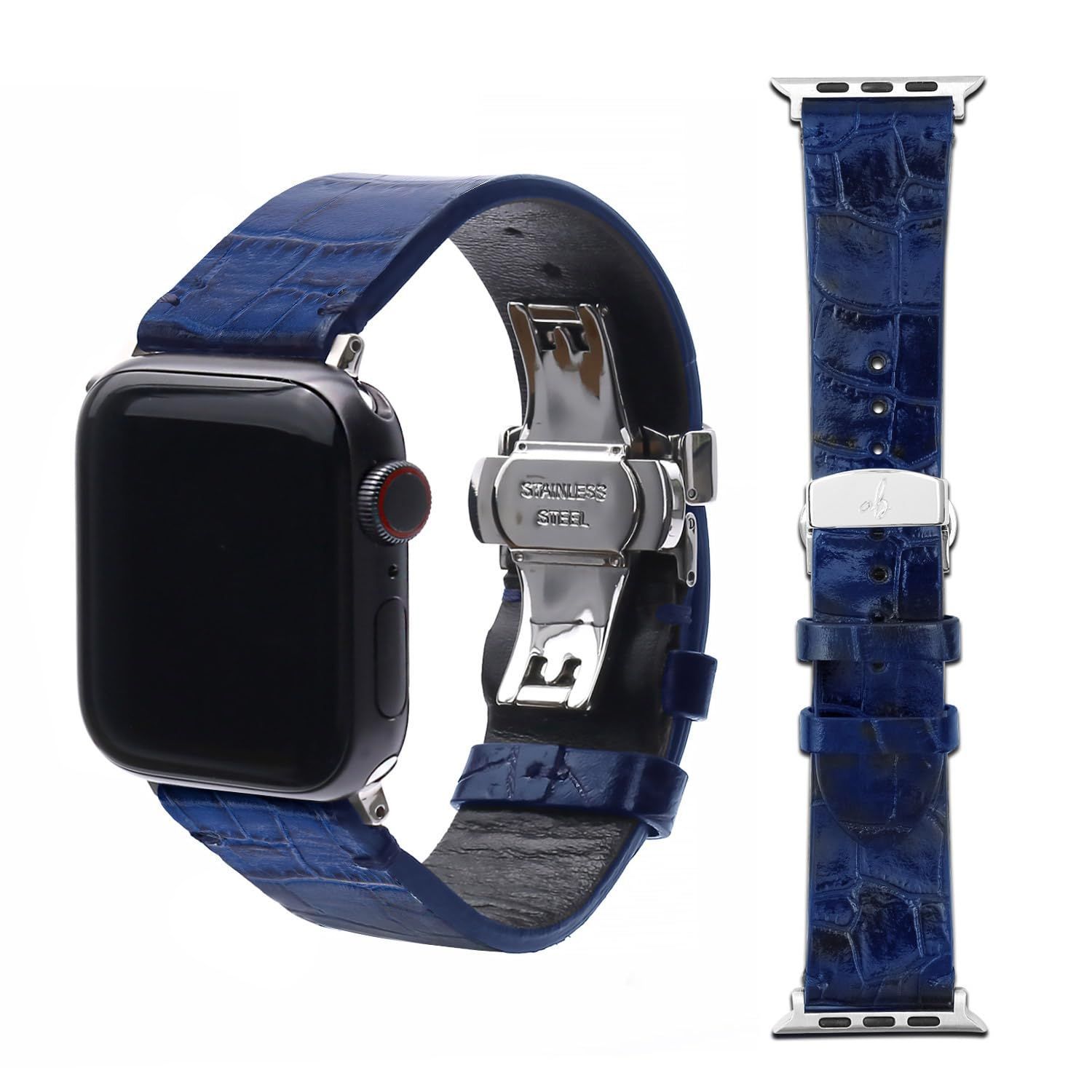 [アビーシグネチャー] Apple Watch用レザーバンド 41/40/38mm用 LIPARI イタリアンレザーバンド ネイビー ABS26145AW
