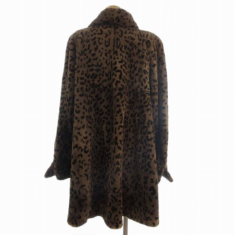 ブラウン・レオパード柄ファーコート ショート丈 楽天市場】ファーコート レディース ヒョウ柄 レオパード アウター 冬
