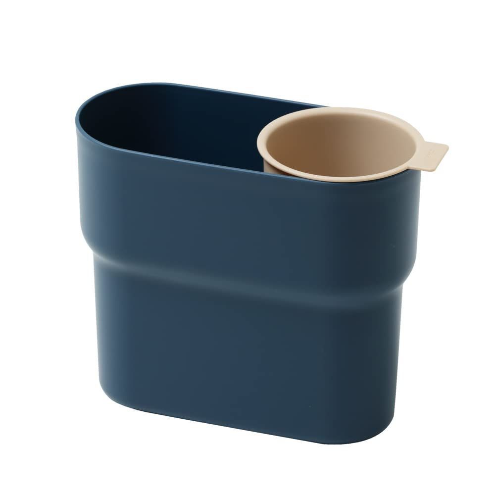 Color:02.インディゴ/ベージュ ideaco (イデアコ) ゴミ箱 分別 カップ付き インディゴ u0026 ベージュ 7L Trash can niko (ニコ) one