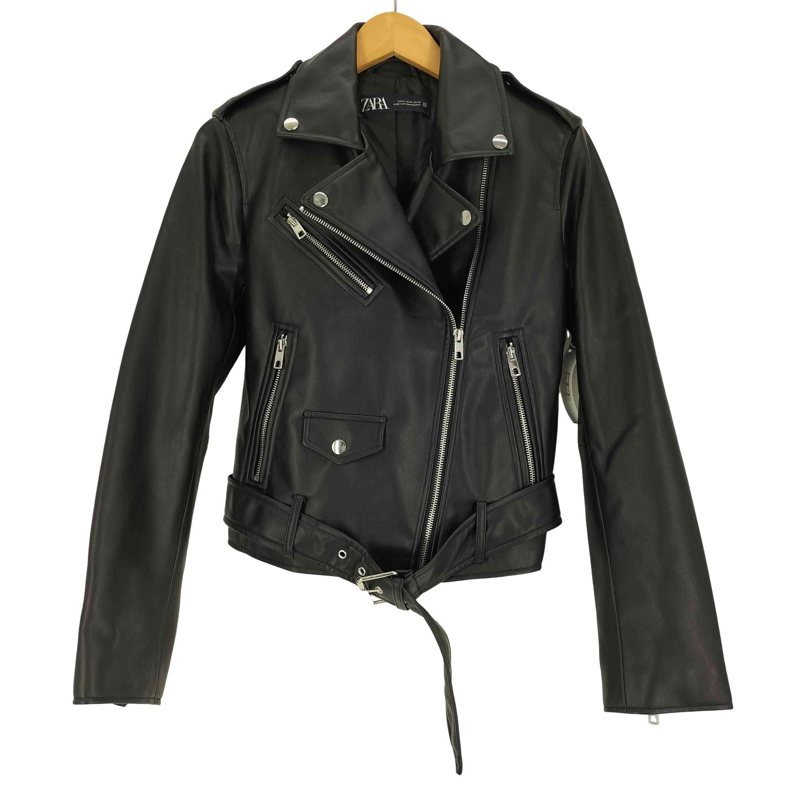 ZARA ザラ ダブルライダース ジャケット M ZARAザラ 本革 ライダースジャケット ダブル ラムレザー ブラック