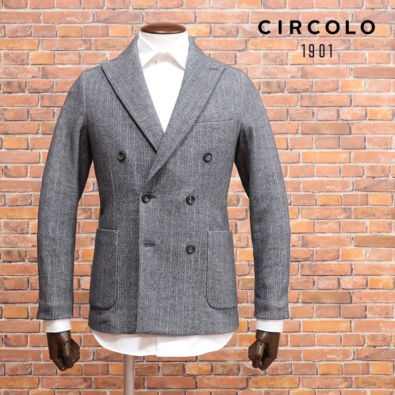 CIRCOLO1901 ジャージージャケット ヘリンボーン グレー 44