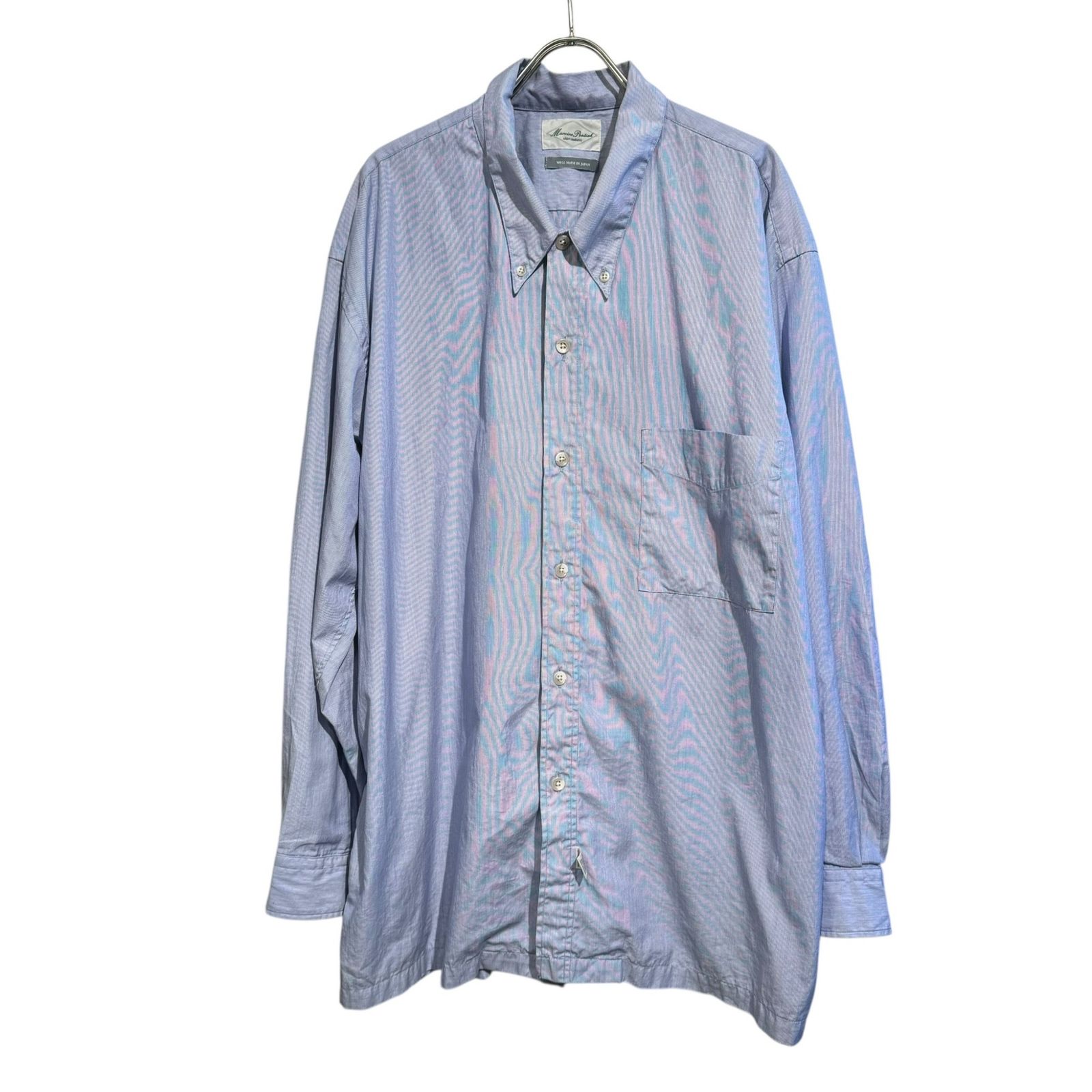 Marvine Pontiak shirts makers マービンポンティアックシャツメーカーズ ⑤ MPSM-2203S Relaxed B.D SH マイクロストライプ メンズ ブルー ONE SIZE