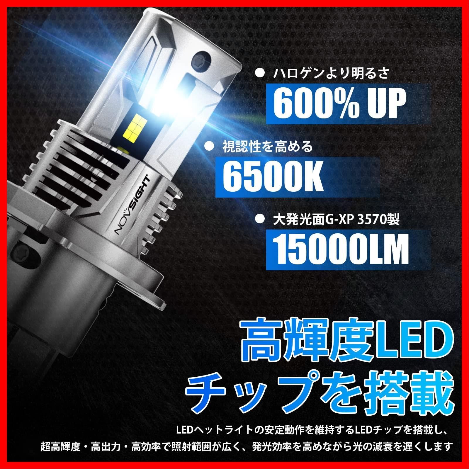 [新品!即決]サイズH4 Hi/Lo NOVSIGHT H4 Hi/Lo LEDヘッドライト 2019業界初 3000K 黄色 3 | NOVSIGHT H4 LEDヘッドライト Hi⁄Lo切替 新車検対応 一体型