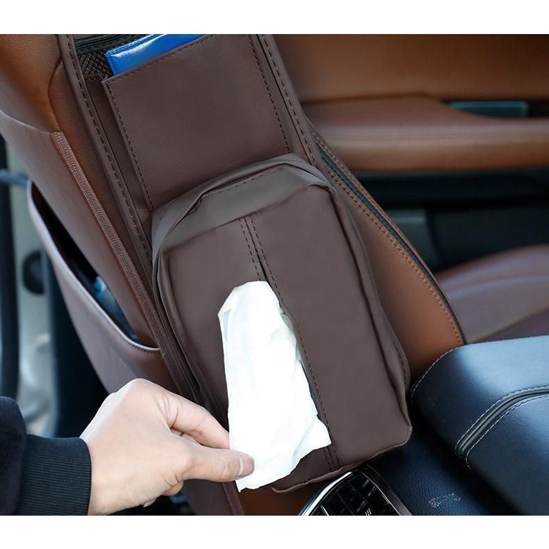 カーシート用ポケット シートサイドポケット カー用品 車用収納ポケット 座席横取り付け ティッシュケース ティッシュホルダー スマホ入れ TnFG370