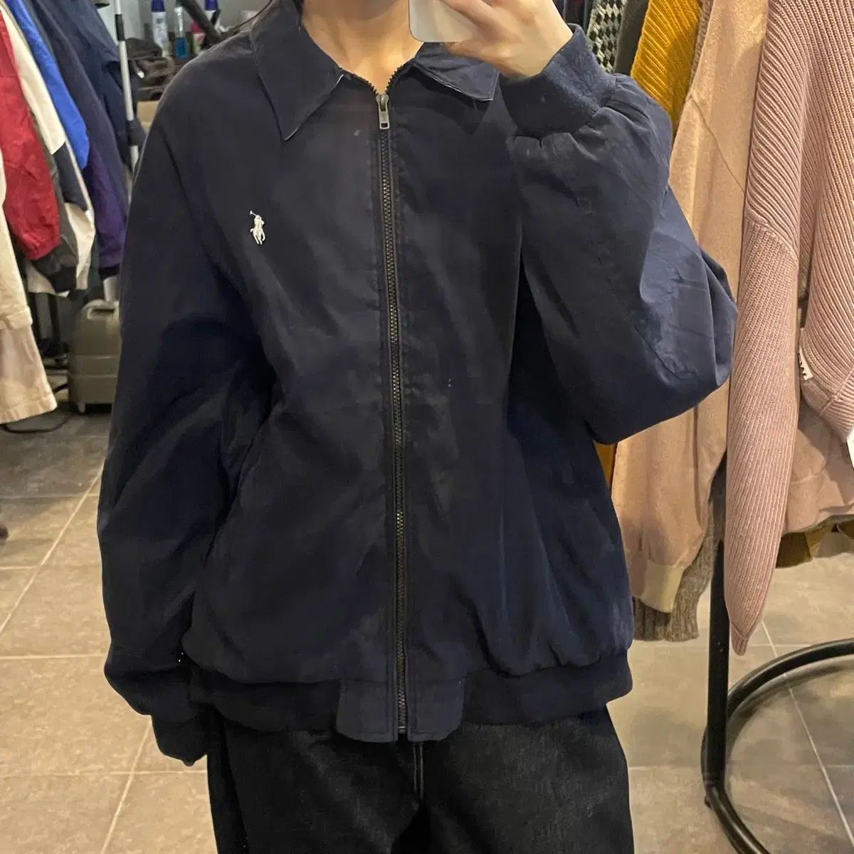 【雷市場（ポンジャン）商品韓国直送】 （ NO 9 ） POLO ポロ ヴィンテージ ブルゾン ジャケット ネイビー