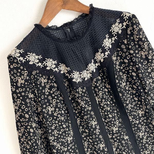 anc インポートロッサ import Rossa ワンピース 44 黒 ベージュ 総柄