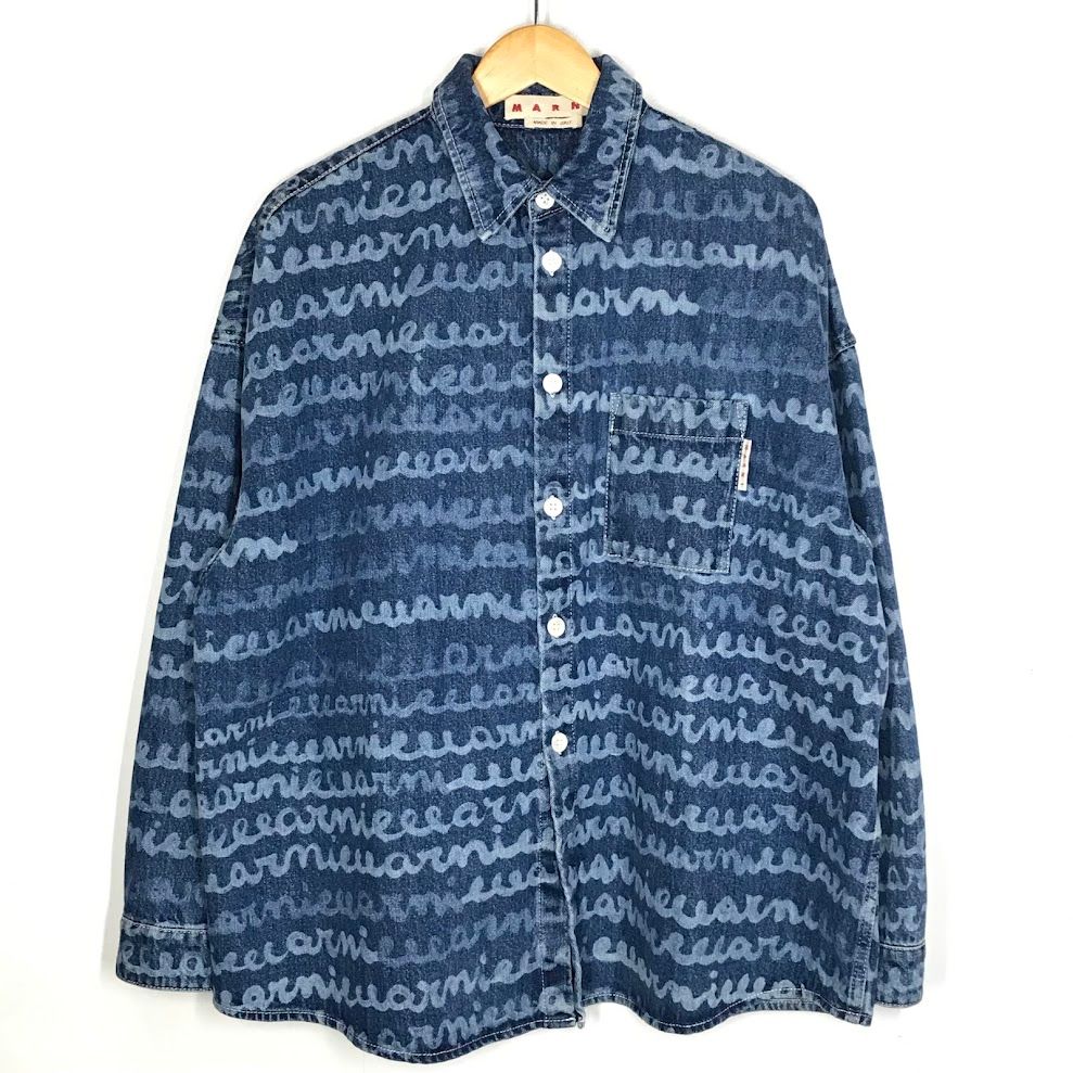 倉吉店 MARNI | マルニ 長袖シャツ 23SS Maremarni Denim Shirt in Ocean デニム 総柄 CJU0061A0 ブルー サイズ 46 108