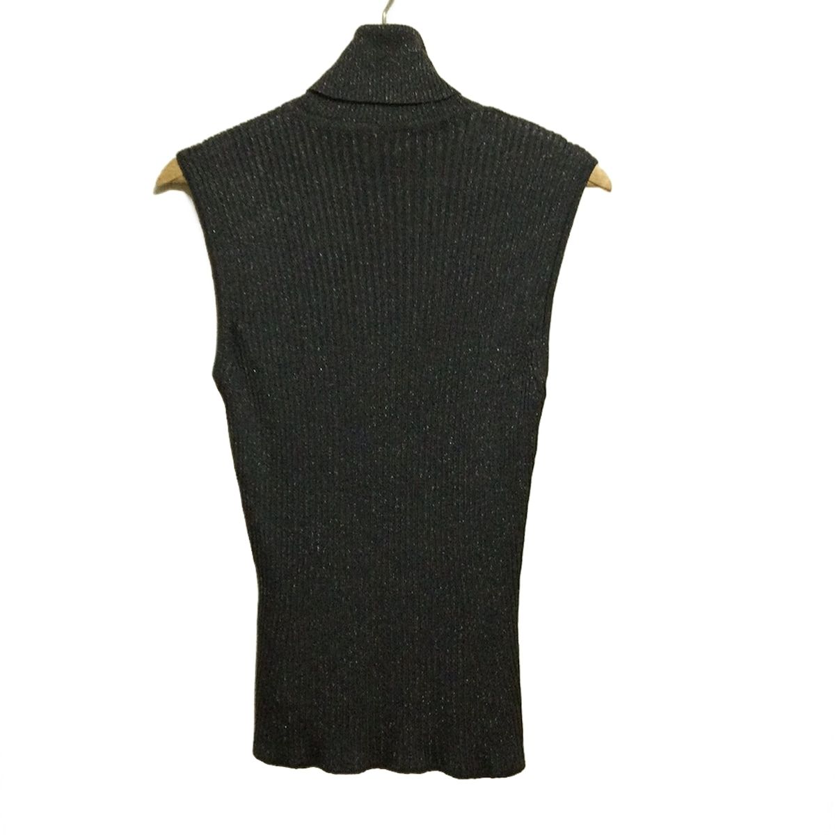 ディオール クリスチャンディオール ノースリーブカットソー サイズL レディース - ダークグレー タートルネック ニット ラメ