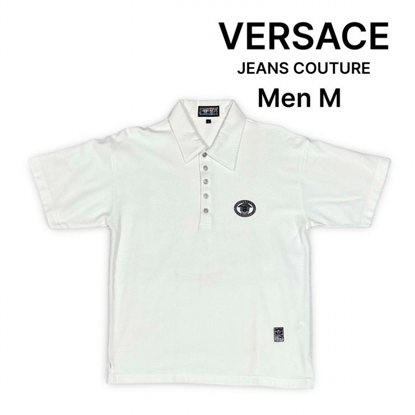 ヴェルサーチェ ジーンズ メデューサ ポロシャツ size M ホワイト 正規品 VERSACE JEANS COUTURE ヴェルサーチェ ジーンズ メデューサ 半袖
