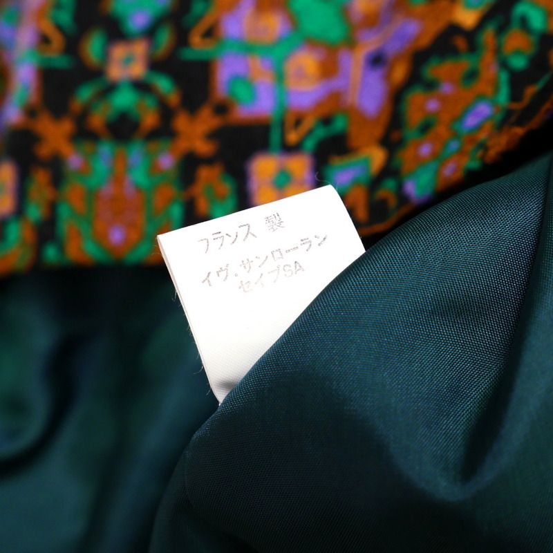 Yves Saint Laurent rive gauche イヴサンローランリヴゴーシュ ヴィンテージ ワンピース サイズ38 シルクワンピース 総柄 フランス製 ブランド古着 20250617|RA0007