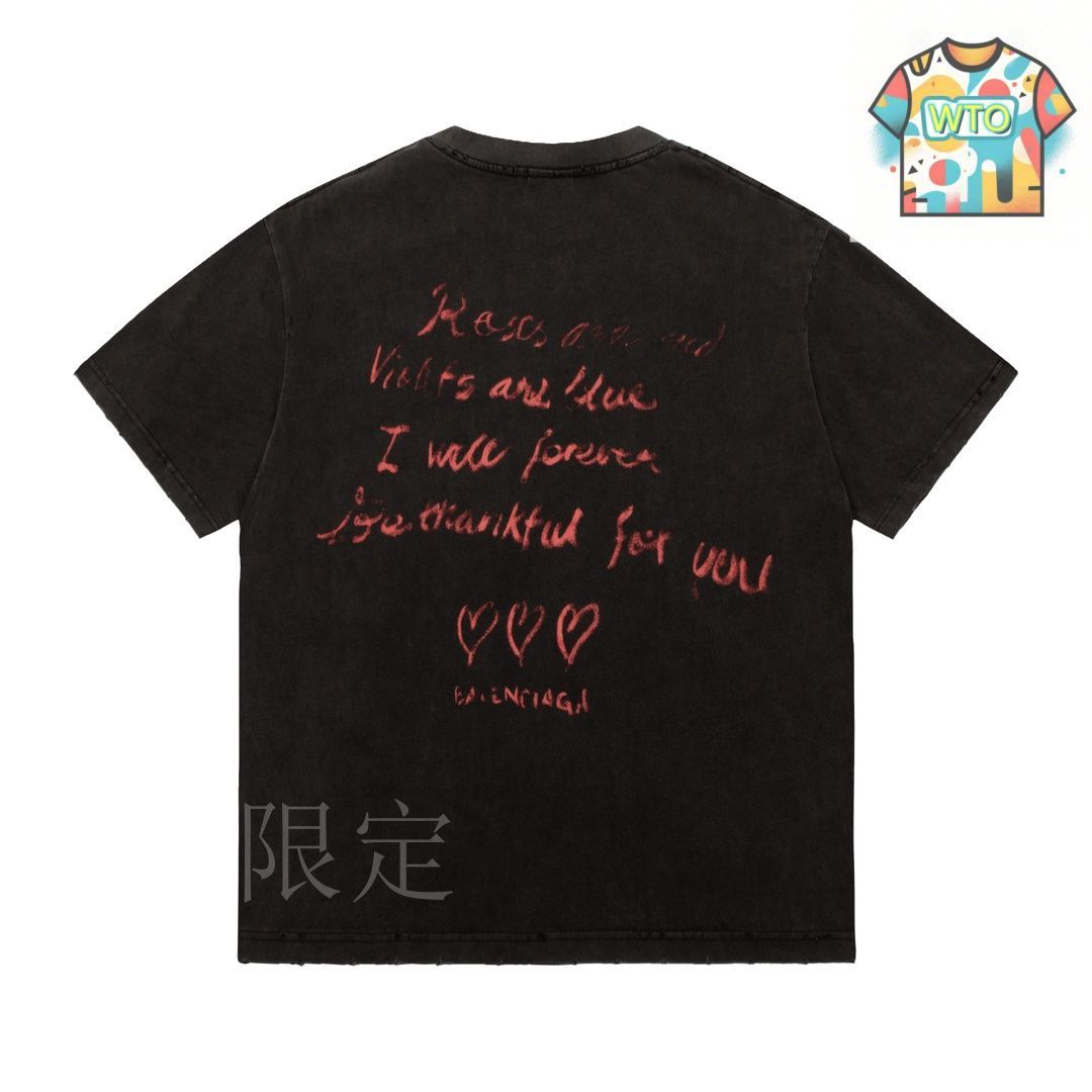 BALENCIAGA - 20SS 美品 バレンシアガ BALENCIAGA バレンタイン限定 Tシャツ バレンシアガのバレンタインウェア、“口紅の手書きメッセージ風