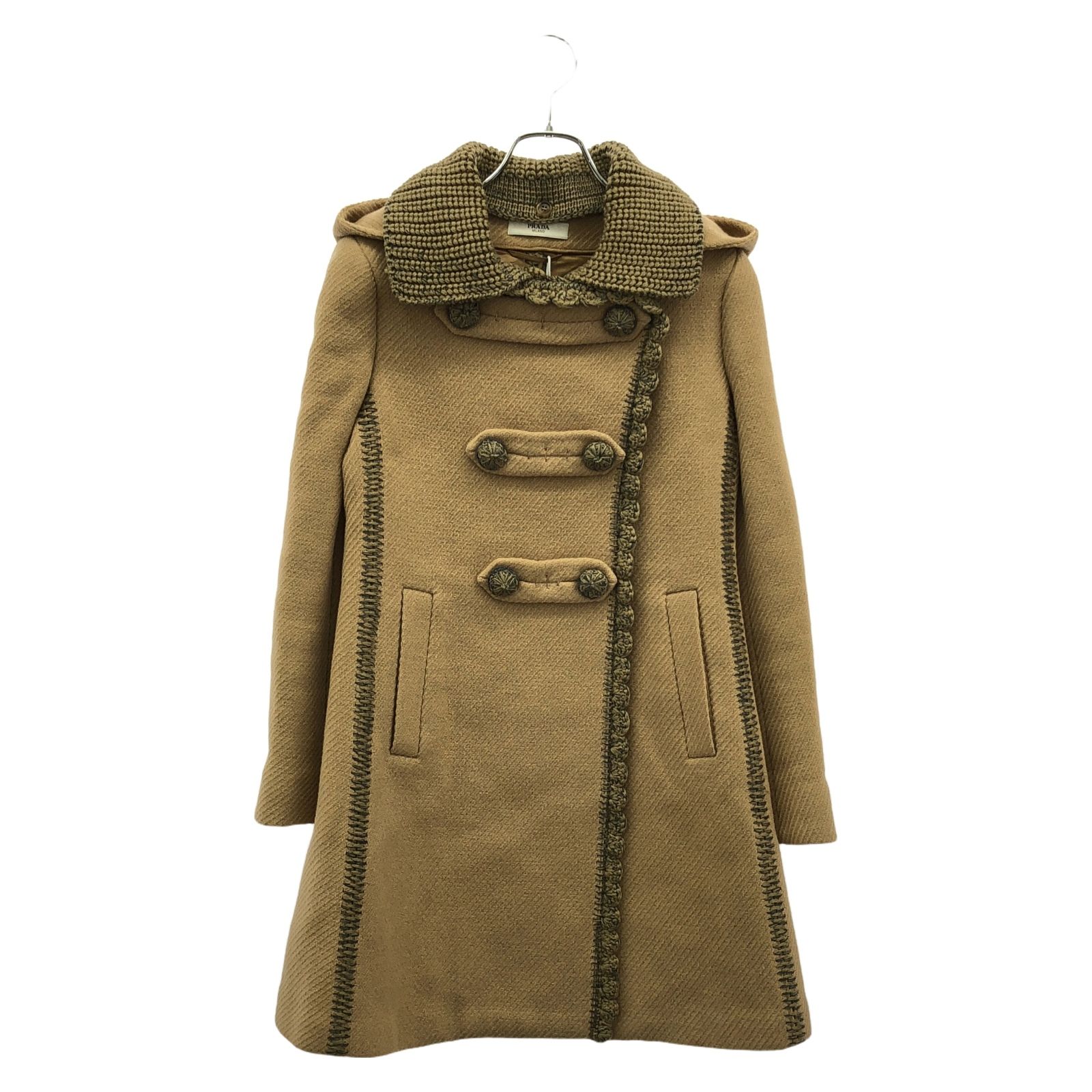 プラダ PRADA その他コート コート ブラウン ウール コート レディース Used A