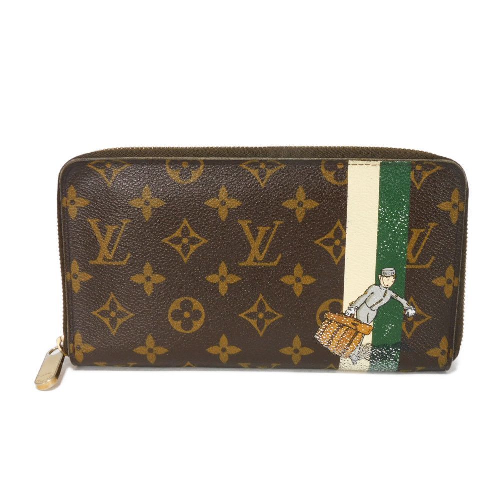 LOUIS VUITTON ルイ ヴィトン ジッピーオーガナイザー ベルボーイ LVロゴ フラワー マロン ブラウン グリーン ラウンドファスナー ロングジップウォレット トラベルケース モノグラム グルーム ヴェール 長財布 M60035