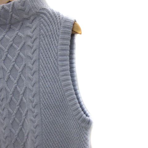 ドゥドゥ DOUDOU ニットベスト ハイネック ロング丈 ケーブル