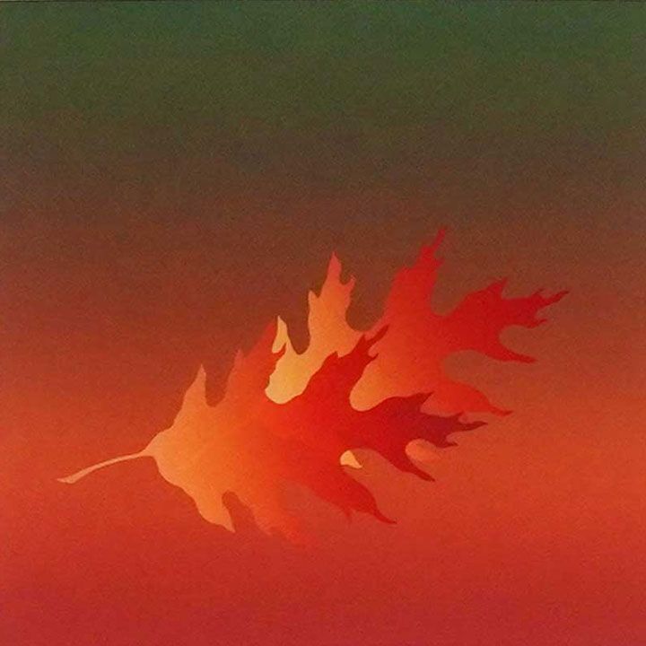 NO16. 井上公三 作品名不明 版画 葉 赤 黒 抽象画 現代アート