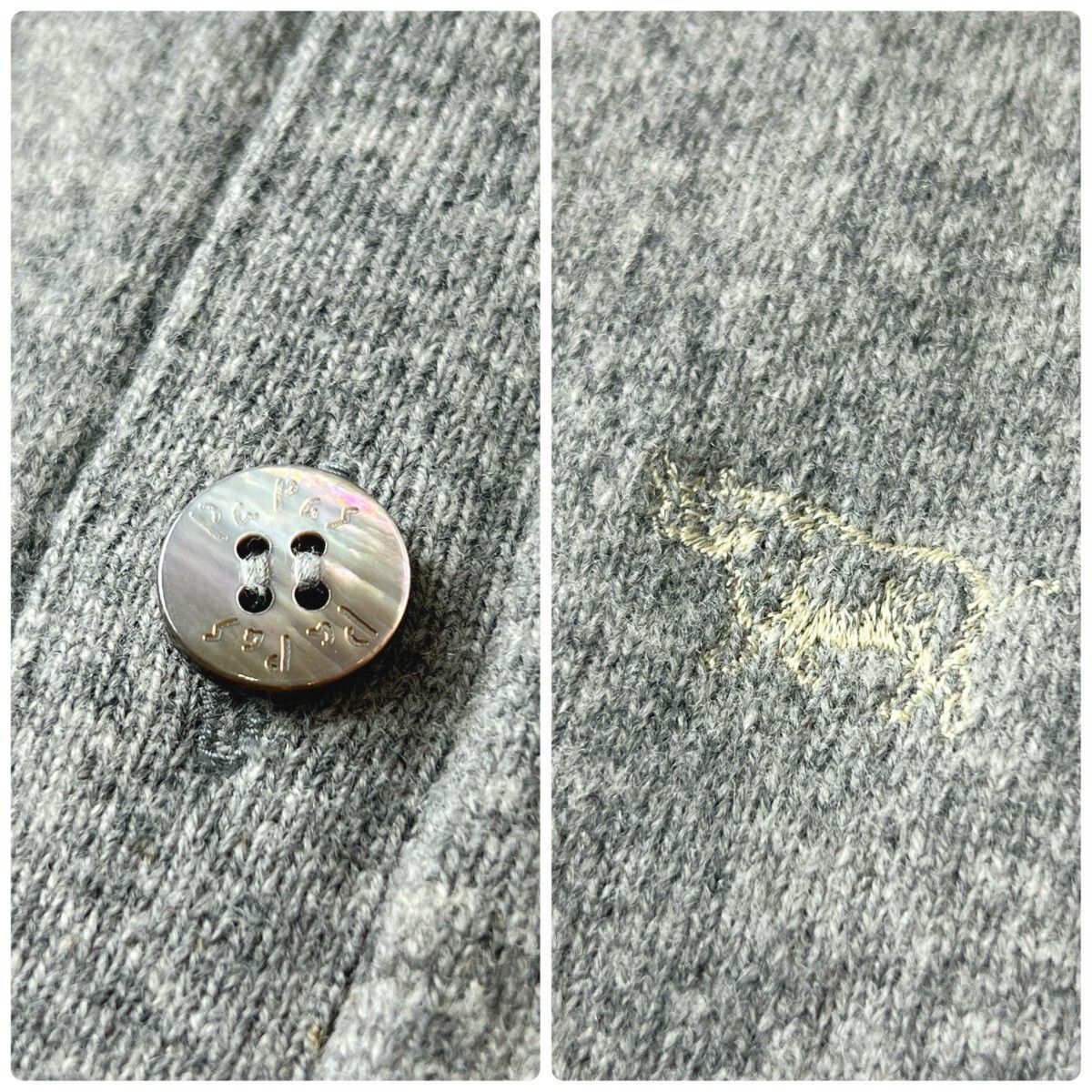 美品 PAPAS パパス 上質 ウール クルーネック 貝ボタン ニット ベスト
