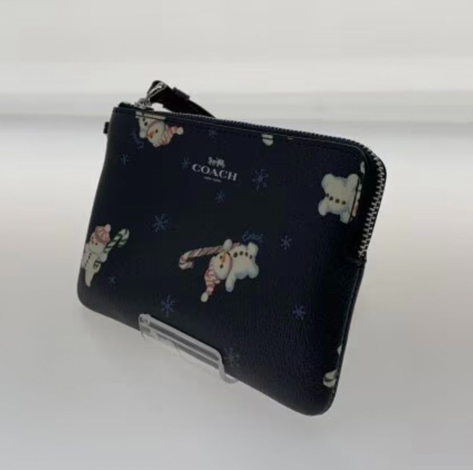 COACH スノーマン ポーチ ネイビー レディース コーチ クラッチバッグ