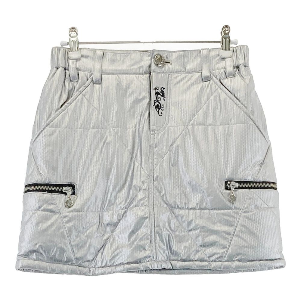 サイズ 2 DANCE WITH DRAGON ダンスウィズドラゴン 中綿スカート 総柄 シルバー系 240101479691 ゴルフウェア レディース ストスト