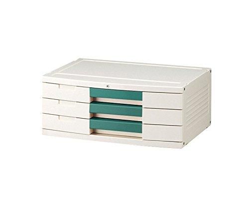 【新品・2営業日で発送】アズワン トレイBOX(鍵付)306H A3用グリ－ン 470×360×205mmNCNN305-0148040-5347-07
