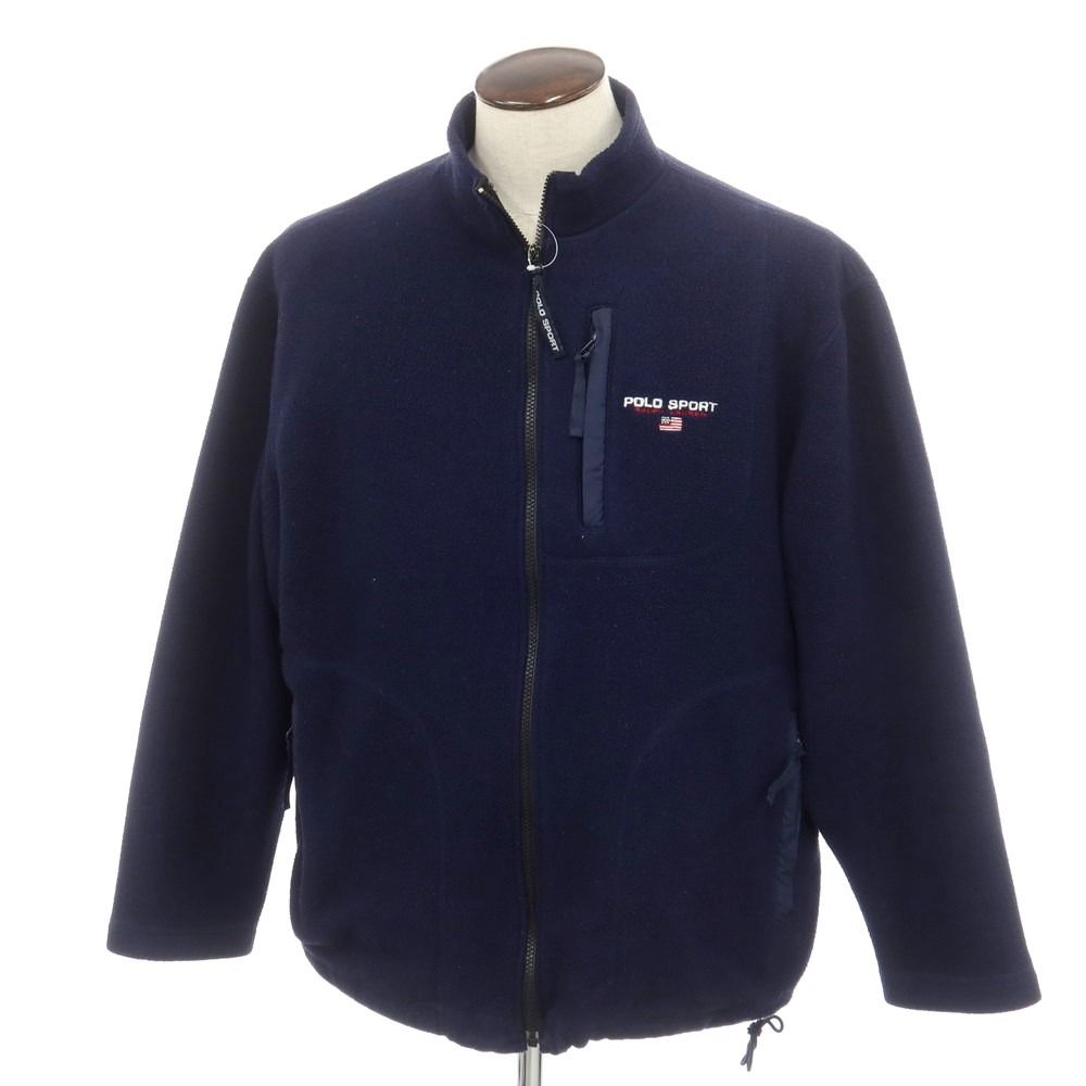 【中古】ポロスポーツ POLO SPORTS ポリエステル ジップアップ フリースジャケット ネイビー【サイズL】【メンズ】