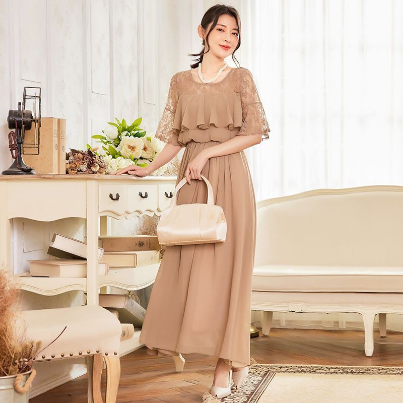 ロングワンピース シフォン