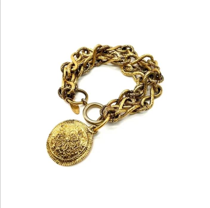 CHANEL チャーム ブレスレット チェーン ゴールド アクセサリー 80s CHANEL チャーム ブレスレット チェーン ゴールド アクセサリー 80s