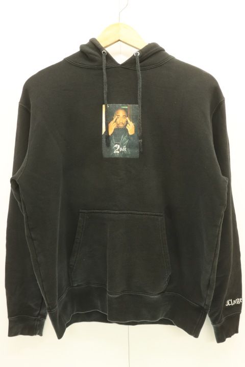 【中古】 X-LARGE メンズパーカー M 2pac コラボパーカー X-LARGE M 黒 ブラック プリント