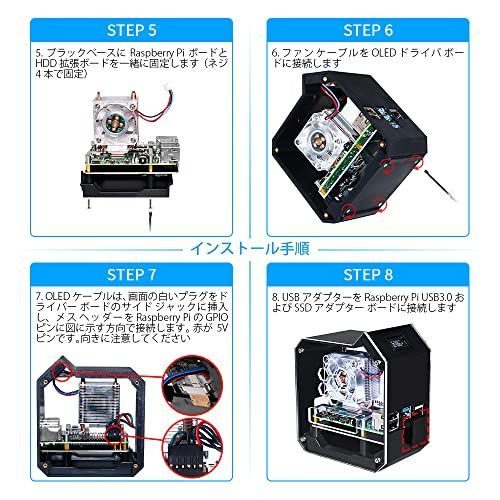 GeeekPi Raspberry Pi ミニタワー NAS キット PWM RGB ファン付き