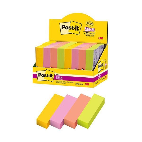 まとめ 3Mポスト イット 強粘着見出し マルチ 6 50×15mm 4色 7001SS-MC-6N 1パック 32冊 ×3セット