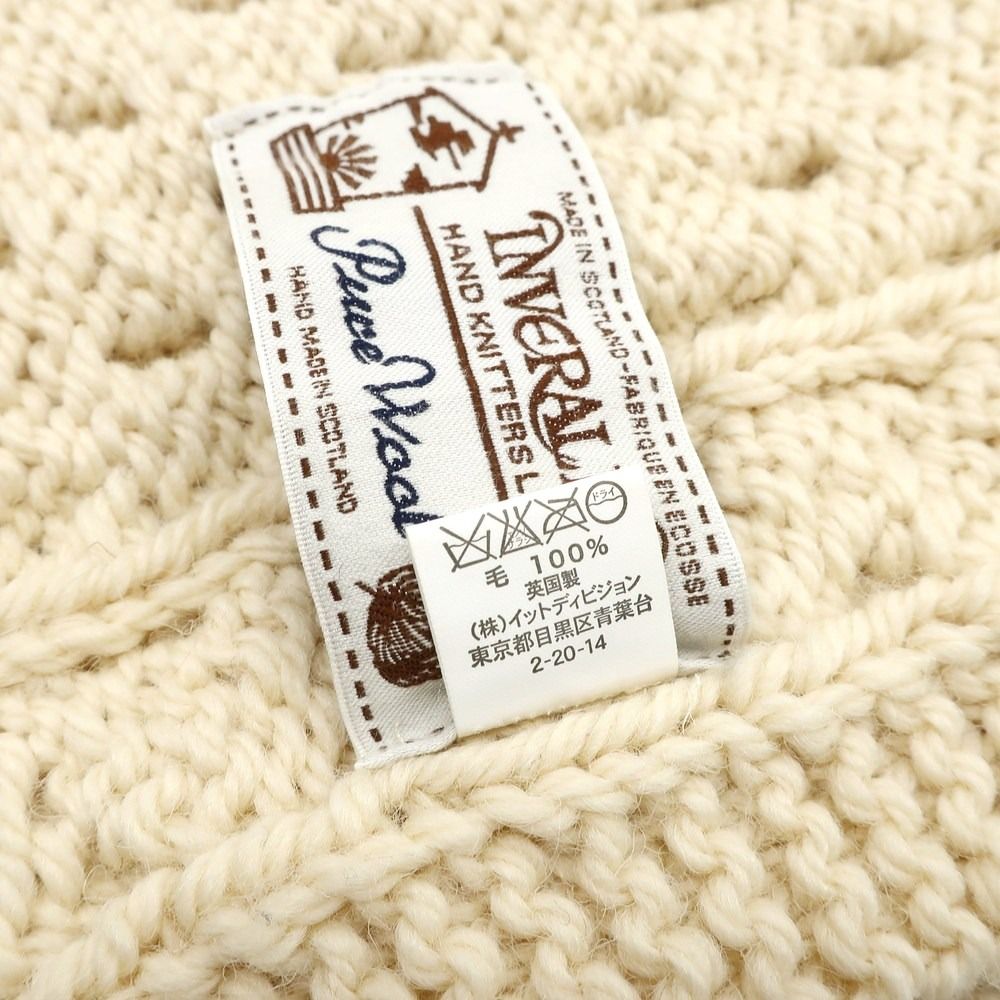 【中古】インバーアラン INVERALLAN ケーブル編み ローゲージウール マフラー ベージュ【メンズ】