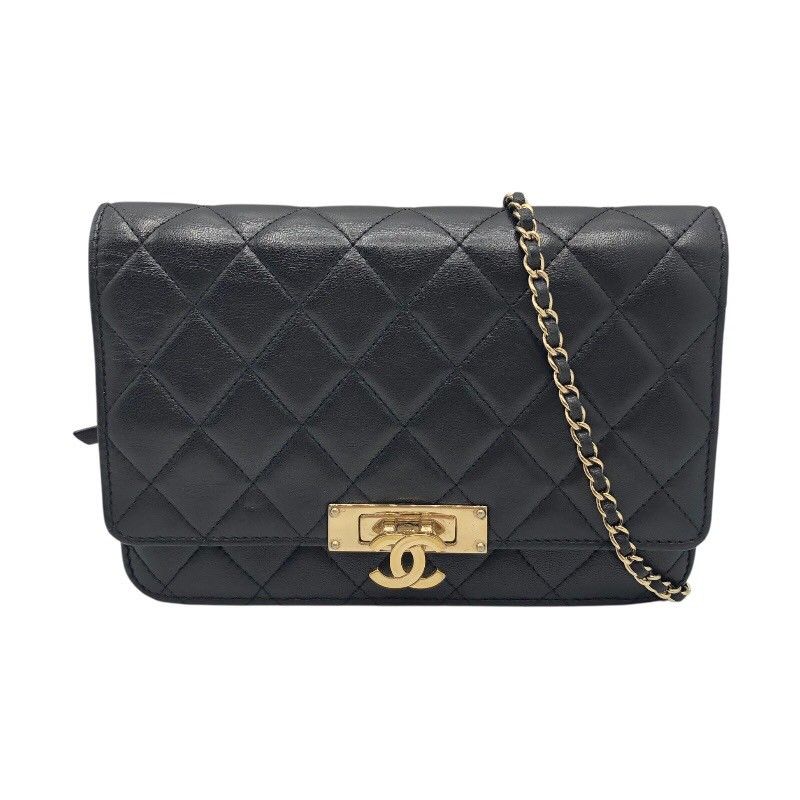 シャネル CHANEL ココロック チェーンウォレット A80766 ブラック×GD