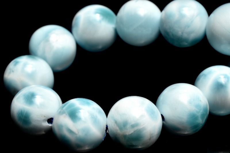 １点物 AA 美しい波模様 ラリマー 9mm ブレスレット パワーストーン 天然石 _MA8806