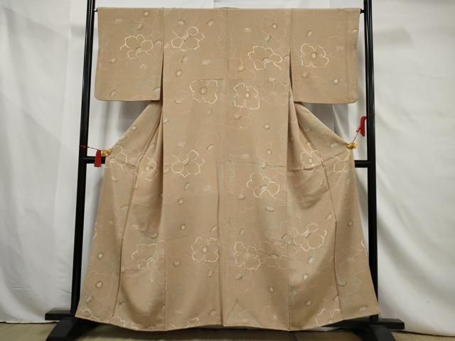 平和屋着物□上質な小紋 舞花文 鬼しぼ縮緬 正絹 逸品 AAAX9594nf