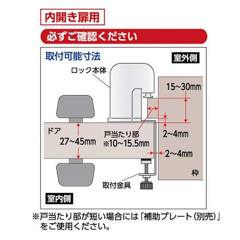 ガードロック 内開き扉用室内錠 No.560S ホワイト 4.7×12×5.5cm 1 LLC-HASEGAWATOSO_COM