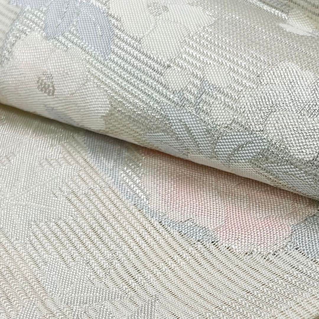 ◇【最終値下げ】505my48◇夏帯 花織文様 絽 花織文様 銀糸 袋帯◇美品 ◇【最終値下げ】505my48◇夏帯 花織文様 絽 花織文様 銀糸 袋帯◇美