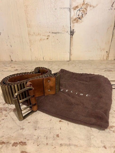 CELINE 真鍮バレットチェーン ブラウンレザーベルト ♪CELINE 真鍮バレットチェーン ブラウンレザーベルト - メルカリ