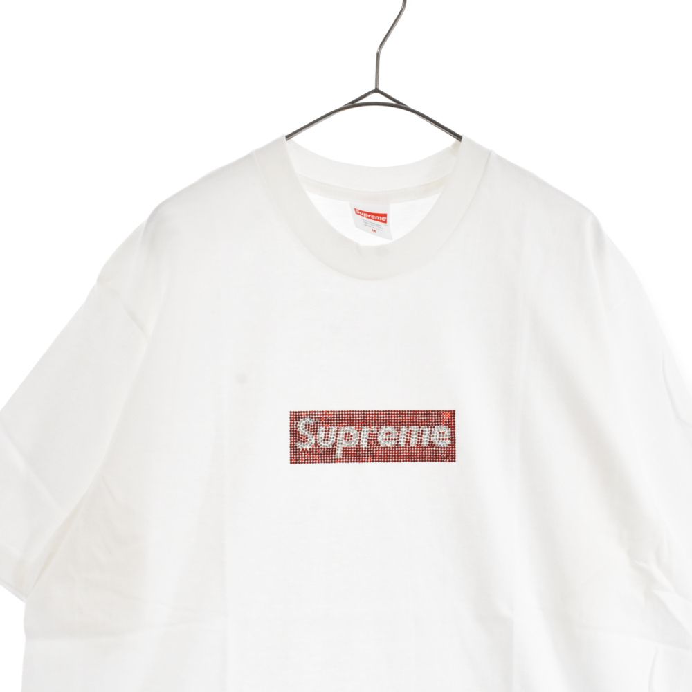 SUPREME (シュプリーム) 19SS×Swarovski Box Logo Tee×スワロフスキーボックスロゴクルーネック半袖Tシャツ  カットソー ホワイト